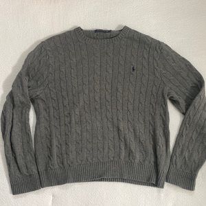 Gray Polo Ralph Lauren Cable Knit Sweater XXL